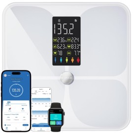 Lepulse Smart Body Fat Scale with Heart Rate, 4.68 Large Display BMI Scale, 20 Body Composition Metrics: Muscle Mass, Body Fat Percentage, Bluetooth Digital Bathroom Scale with App for Home Fitness