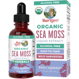 MaryRuth Organics USDA Irish Sea Moss Liquid Drops | Organic Irish Moss | Chondrus crispus | Formulated for Adults & Kids Ages 14+ | Unflavored | Sugar Free | Vegan | Non-GMO | 1 Fl Oz