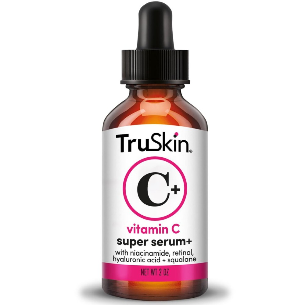 TruSkin Vitamin C Super Serum - Niacinamide, Retinol, Hyaluronic Acid & Squalane - All-in-One Anti Aging Serum for Face - Improve Appearance of Dark Spots, Firmness for Brighter Looking Skin, 2 Fl Oz