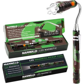 LED Magnetic Pickup Tools, Telescoping Magnetic Flashlights with Extendable Magnet Stick, Christmas Stocking Stuffers for Men Adults, Birthday Gifts for Men, Dad, Camouflage