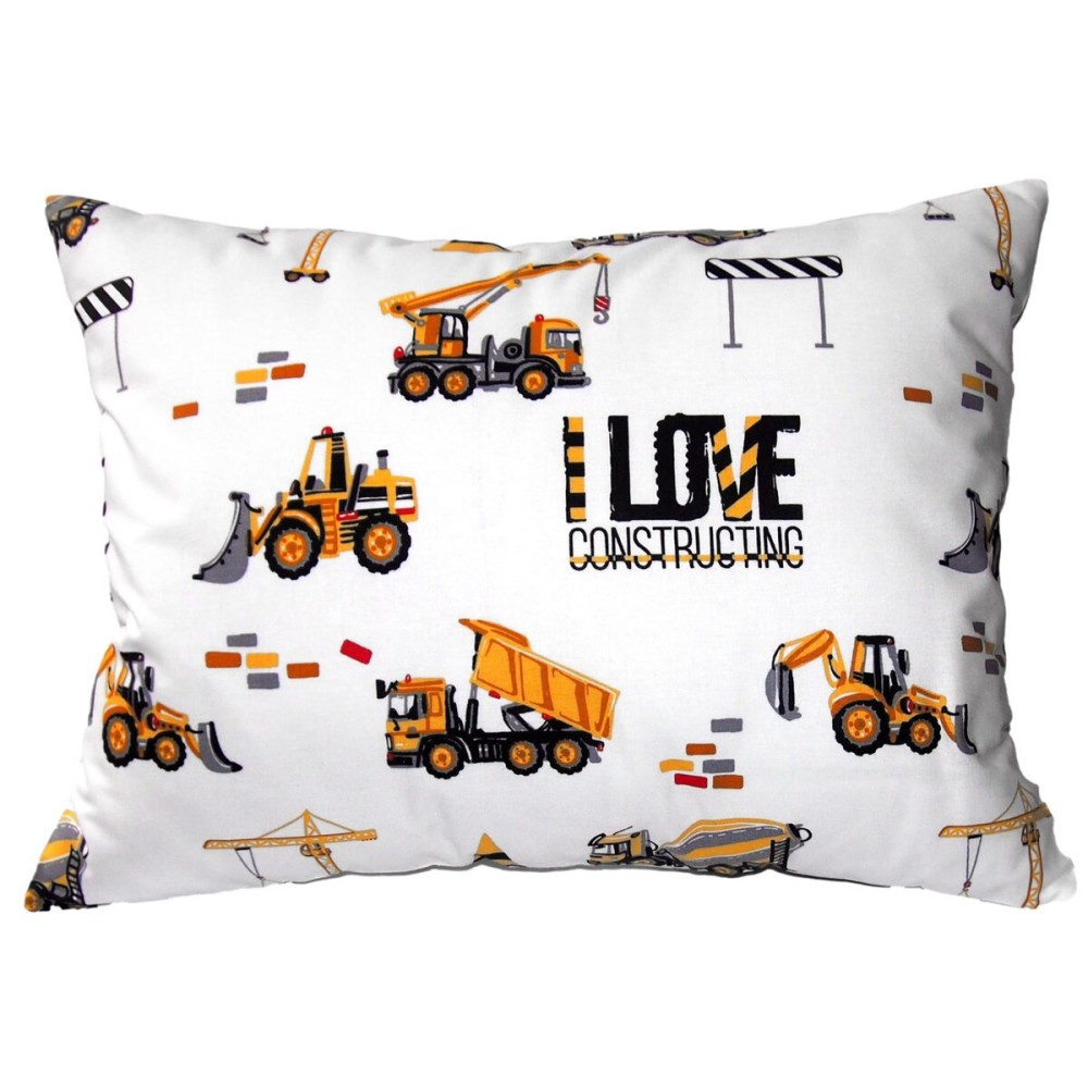 Toddler Pillowcase 13 x 18 Cotton - Toddler Pillow Cases for Travel, Truck Tractor Pillows for Boys - The Little Builder