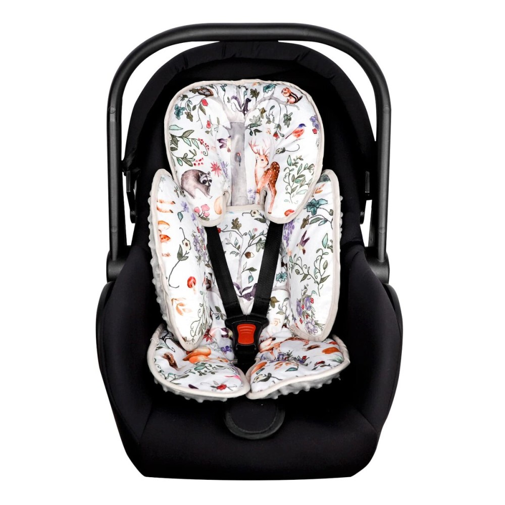 2 in 1 Infant Car Seat Insert, Car Seat Head Support Baby Girls Boys, Soft Newborn Carseat Insert Cushion, Perfect for Carseats, Strollers, Swings (Gray Animals)