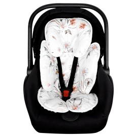 CARUILI 2 in 1 Infant Car Seat Insert, Car Seat Head Support Baby Girls Boys, Soft Newborn Carseat Insert Cushion, Perfect for Carseats, Strollers, Swings (White Flower)