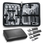 Manicure kit Personal Care Mens Grooming Kit, 30 in 1 Professional Nails Kit Pedicure Kit, Nail Clippers for Men and Beauty Tool Portable Set, with Luxurious Travel Case (Black)