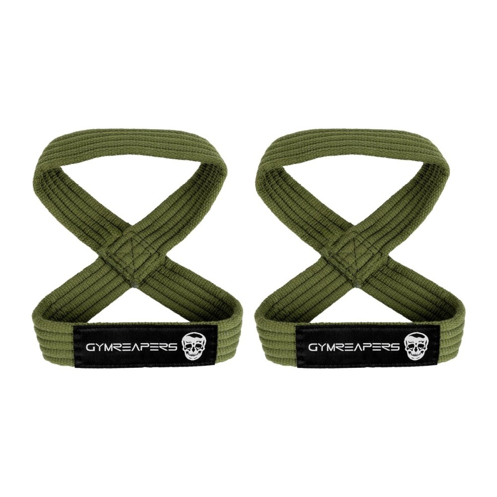 Gymreapers Figure 8 Lifting Straps for Deadlift, Powerlifting, Strongman, & Cross Training Strong Weightlifting Wrist Straps for Men, Women (OD Green, Large)