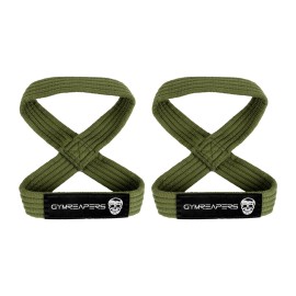 Gymreapers Figure 8 Lifting Straps for Deadlift, Powerlifting, Strongman, & Cross Training Strong Weightlifting Wrist Straps for Men, Women (OD Green, Large)