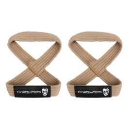 Gymreapers Figure 8 Lifting Straps for Deadlift, Powerlifting, Strongman, & Cross Training Strong Weightlifting Wrist Straps for Men, Women (Khaki, Medium)