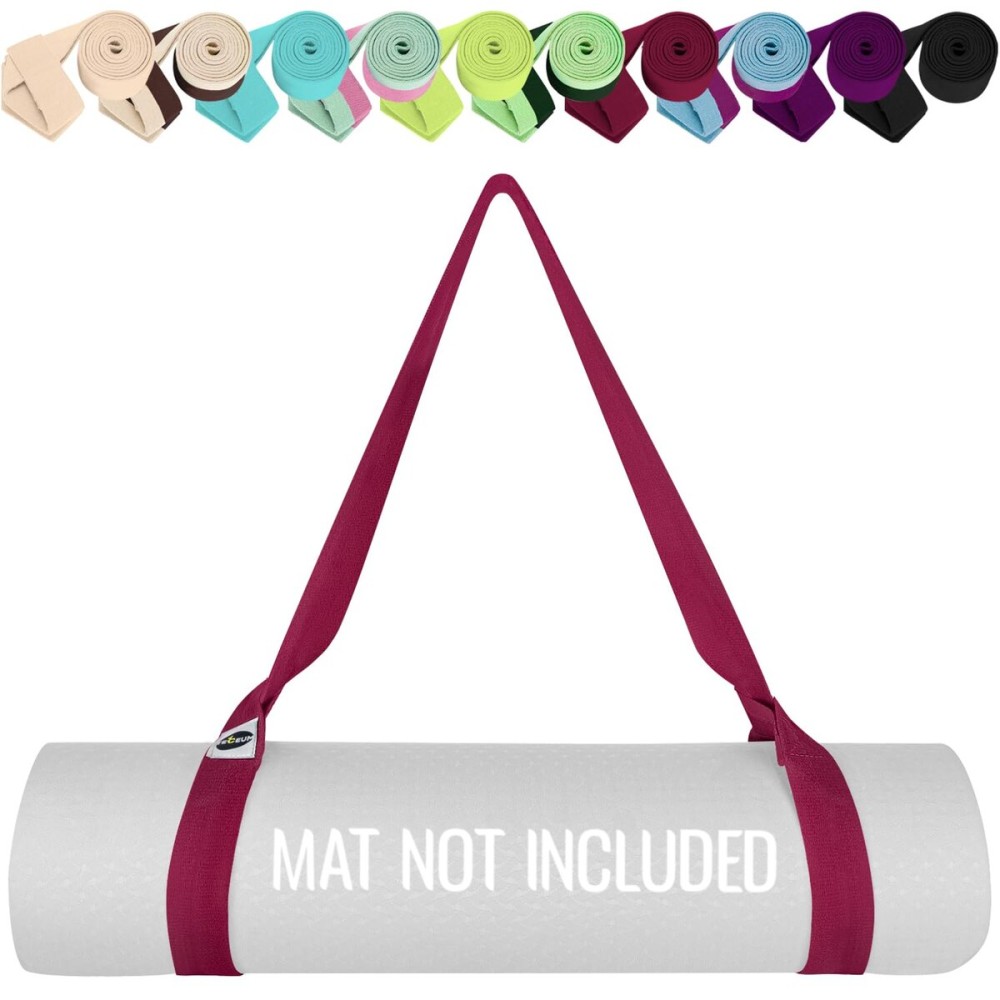 TECEUM Yoga Mat Strap - 30+ Colors - Adjustable Mat Holder Sling Carrier for All Mats [Mat Not Included]