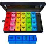 ZVZM Weekly Pill Organizer 4 Times a Day, Large Medicine Organizer, Pill Box 7 Day 28 Compartment, Portable Travel Pill Container Case for Vitamin and Supplement (Color)