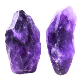 Amazing Gemstone Amethyst Raw Crystals and Healing Stones, Natural Rocks for Tumbling - DIY Raw Stones and Crystals, 2 Pieces