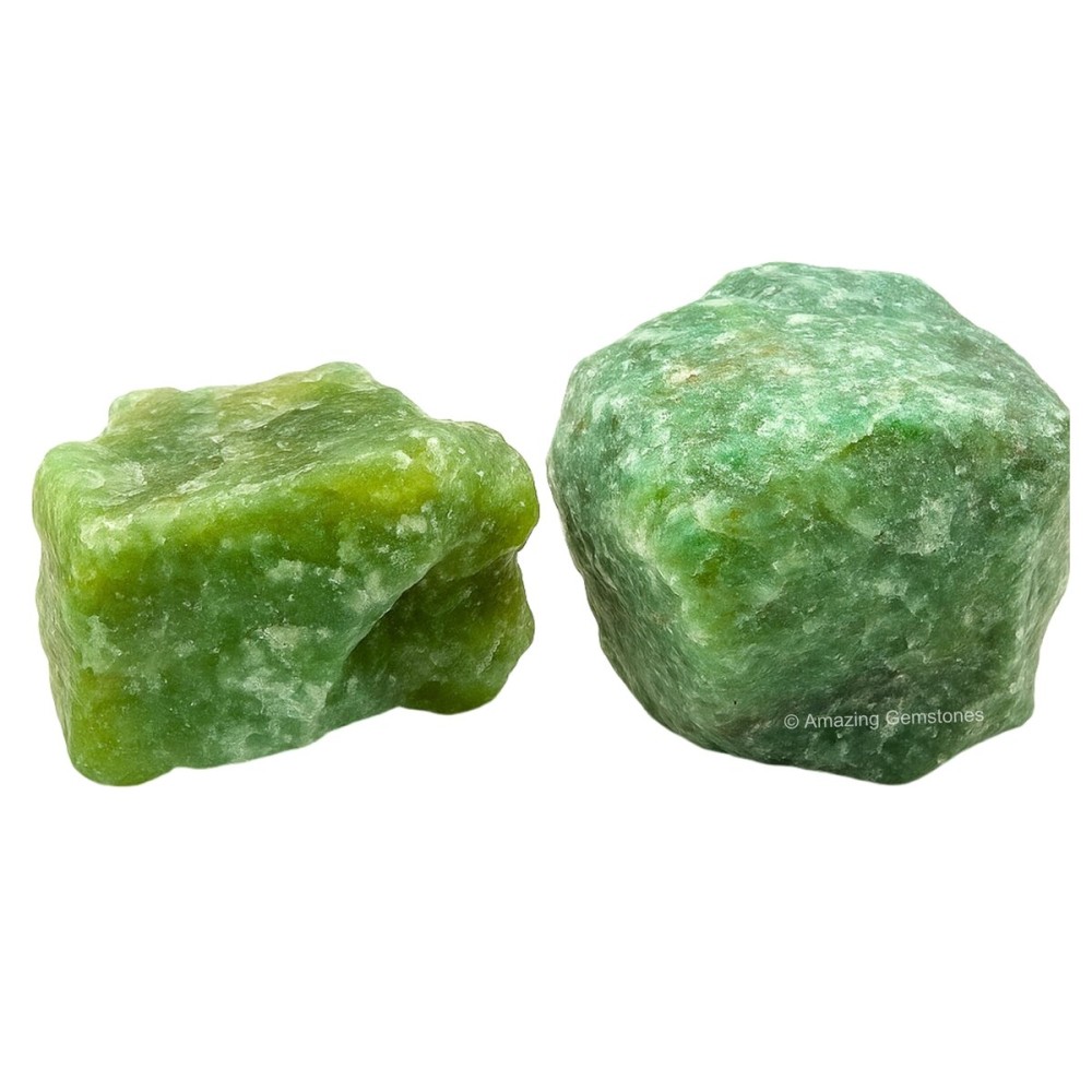 Amazing Gemstone Green Aventurine Raw Crystals and Healing Stones, Natural Rocks for Tumbling - DIY Raw Stones and Crystals, 2 Pieces