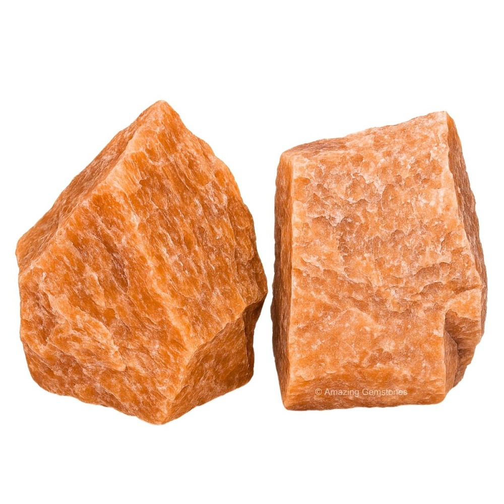 Amazing Gemstone 2 Pieces Peach Moonstone Raw Crystals and Healing Stones, Natural Rocks for Tumbling and DIY Raw Stones and Crystals