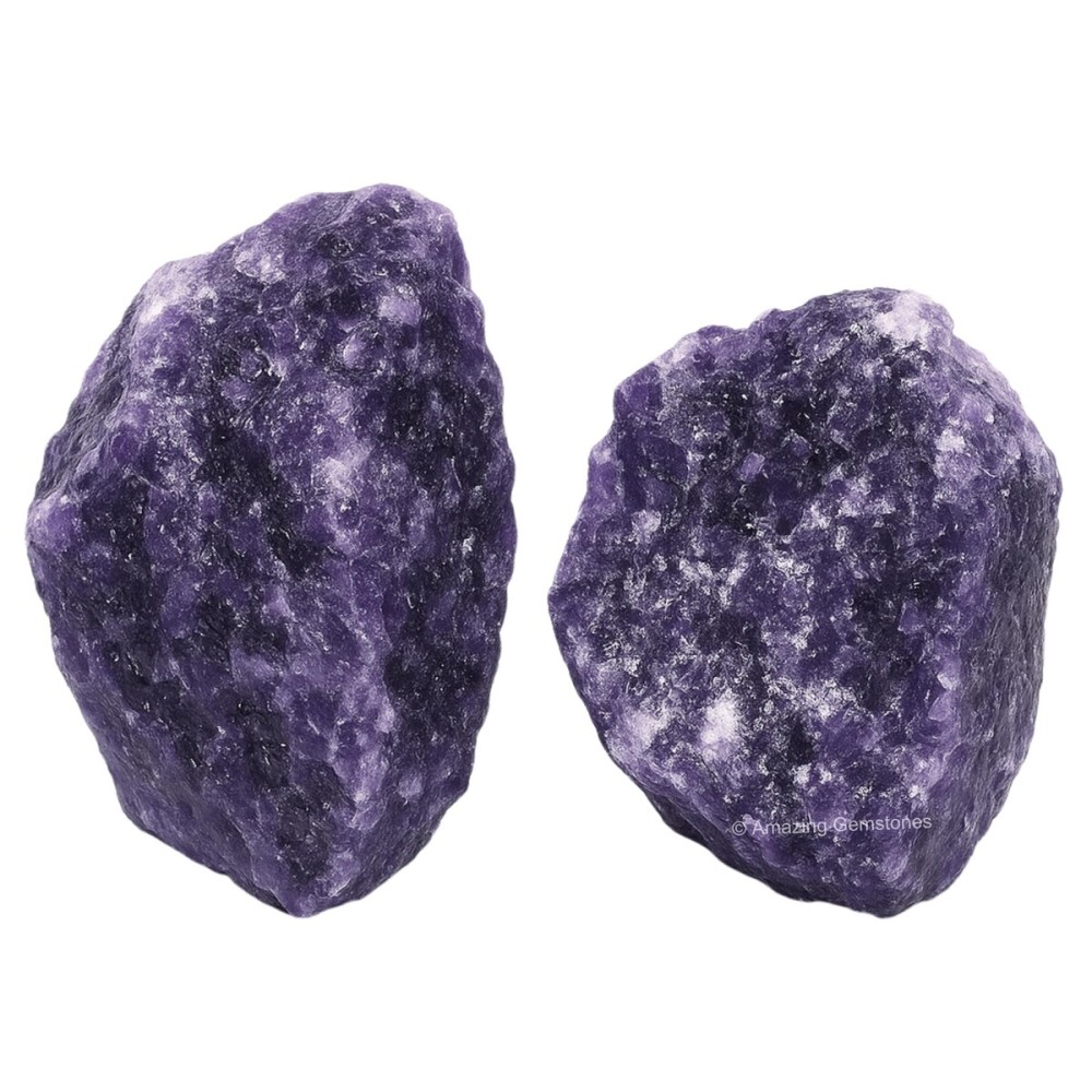 Amazing Gemstone 2 Pieces Lepidolite Raw Crystals and Healing Stones, Natural Rocks for Tumbling and DIY Raw Stones and Crystals