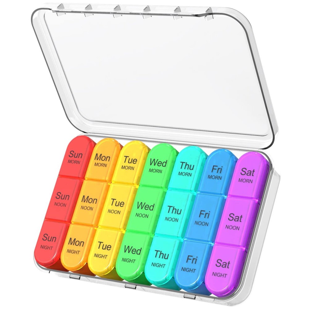 Daviky Pill Organizer 3 Times a Day, Weekly Pill Box 7 Day, Daily Medicine Organizer Case to Hold Vitamins and Medication
