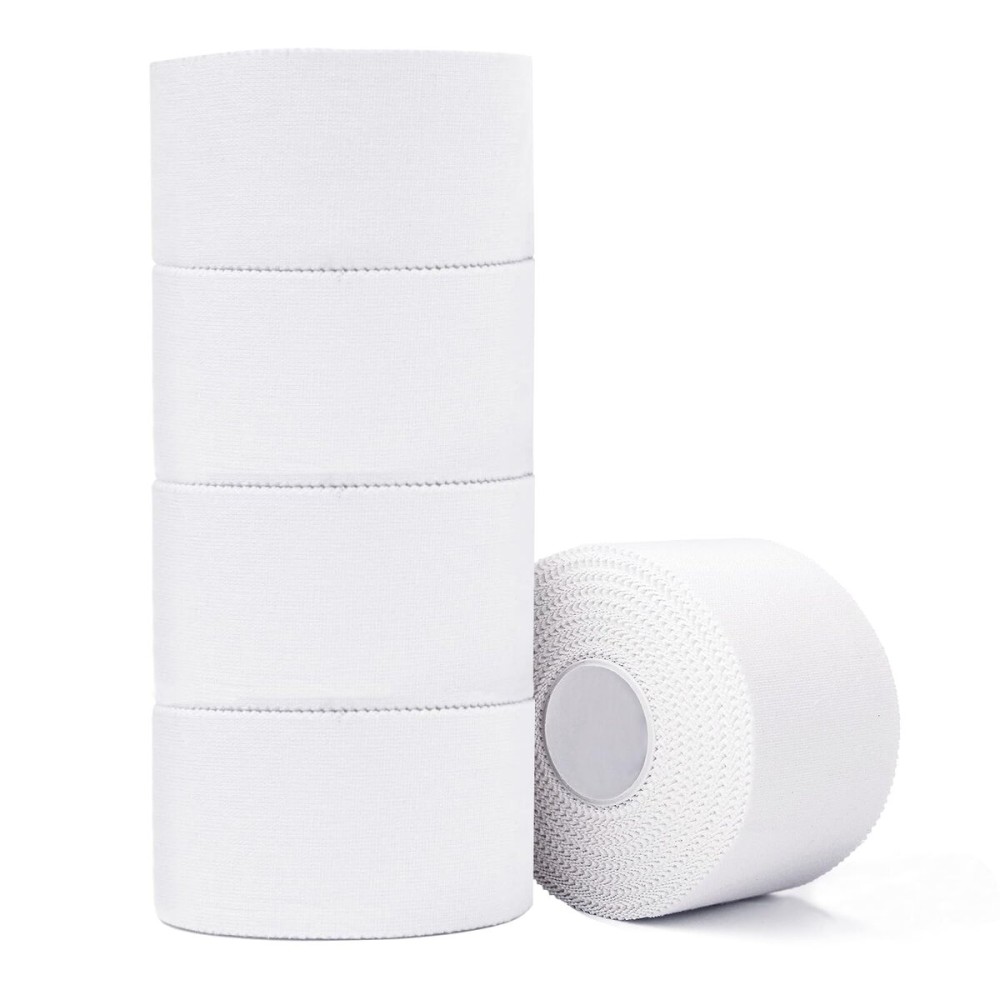 ADMITRY Athletic Tape,5 Pack White Sports Tape,Very Strong No Sticky Residue Wrist Ankle Tape for Gymnastics Boxing Lacrosse Climbing Hockey Bat
