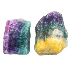 Amazing Gemstone Fluorite Raw Crystals and Healing Stones, Natural Rocks for Tumbling - DIY Raw Stones and Crystals, 2 Pieces