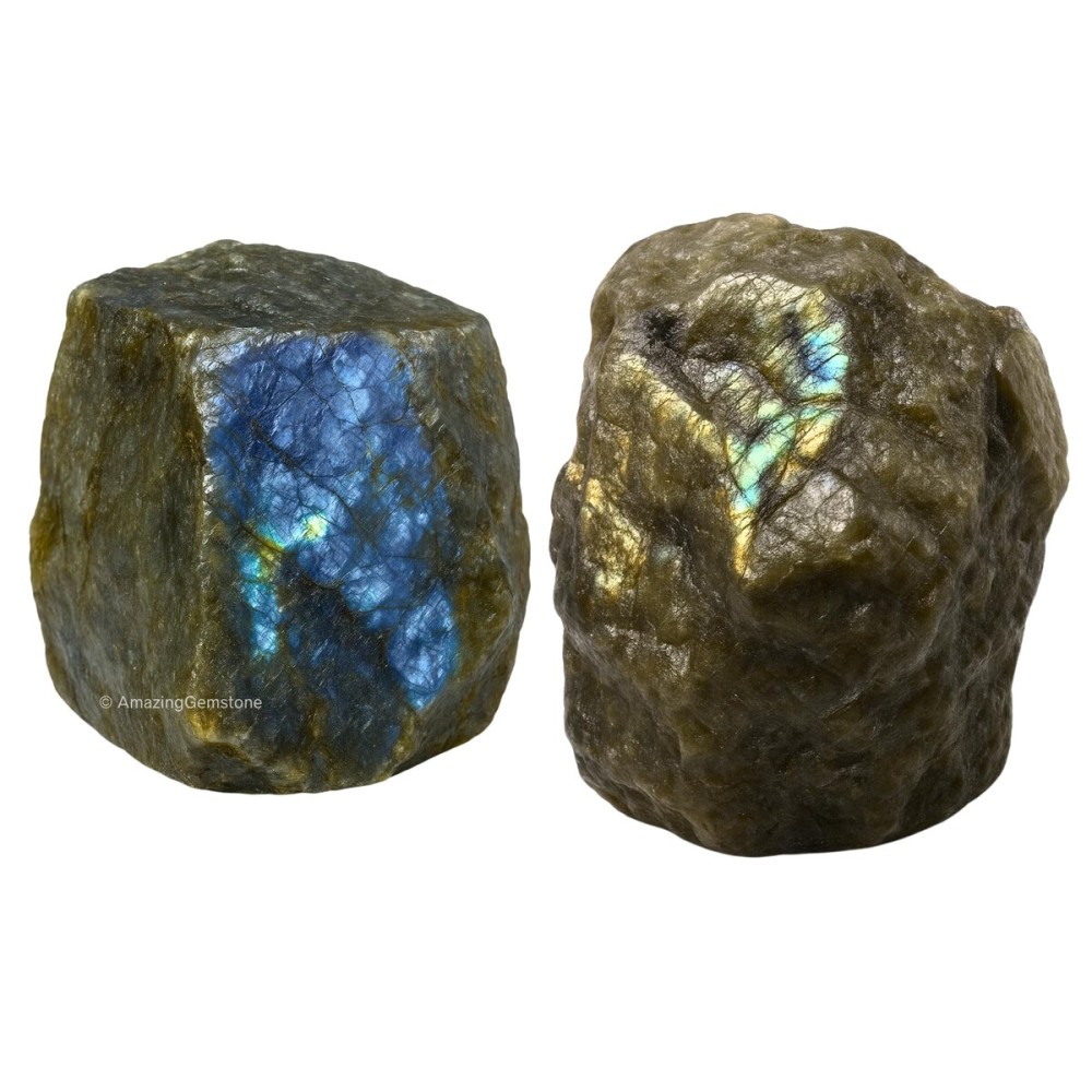 Amazing Gemstone 2 Pieces Labradorite Raw Crystals and Healing Stones, Natural Rocks for Tumbling and DIY Raw Stones and Crystals