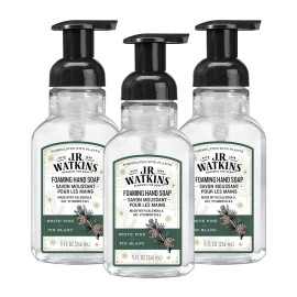 J.R. Watkins Foaming Hand Soap with Pump Dispenser, Moisturizing Foam Hand Wash, Alcohol-Free, Cruelty-Free, White Pine, 9 fl oz, 3 Pack