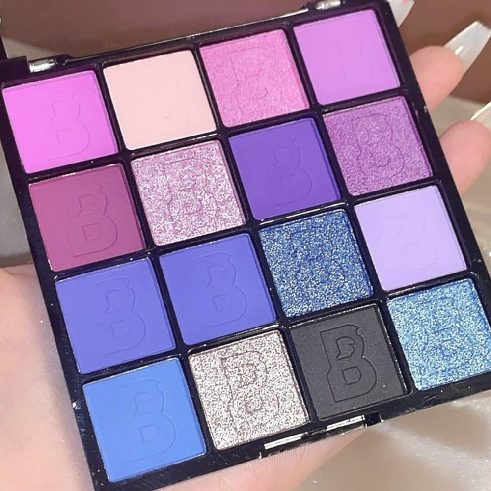 Yeweian Purple & Blue Eyeshadow - 16 Color Glitter & Matte Eyeshadow Palette, Korean Eyeshadow Makeup Palette, Waterproof & Bright Colours