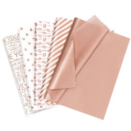 Larcenciel Valentine\'s Day Tissue Paper, 50 Sheets Metallic Rose Gold Tissue Paper for Gift Bags & Gift Wrapping, Glitter Gift Tissue Paper Bulk, Pretty Gift Wraps for Birthday,9.7x13.8