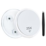 MIYADIVA 25X Magnifying Mirror Suction Cup for Easy Mounting, Use for Makeup Mirror, Travel Stick on Shower Mirror for Plucking Eyebrows 6 Inch