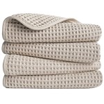 POLYTE 430 GSM Microfiber Lint Free Hand Towel, 16 x 30 in, 4 Pack (Waffle Weave)