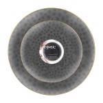 PLASTICPRO 64 Piece Combo Plate Set includes 32-7\'\' inch Plates & 32-10\'\' inch Plates Black transparent Hammered Plastic Party Plate Premium heavyweight Elegant, Disposable, Tableware, Dishes,