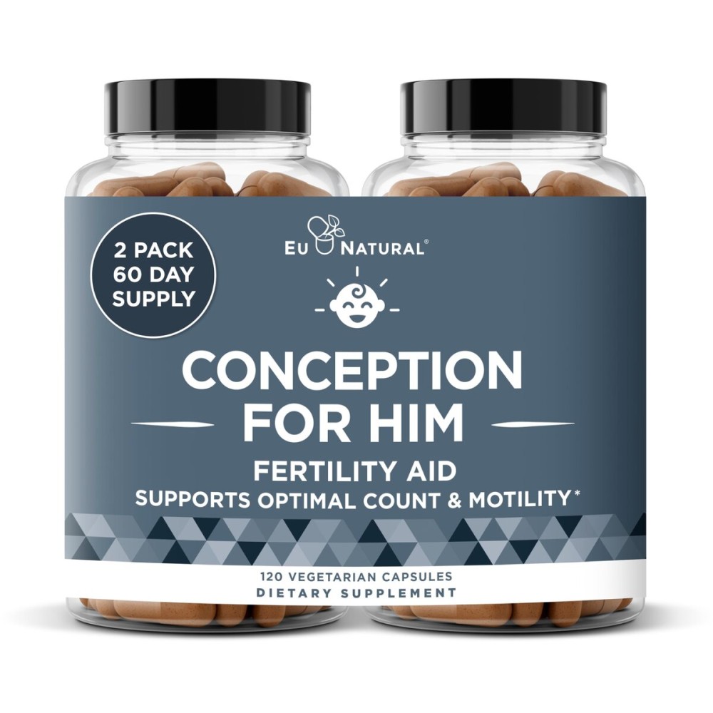 Conception For Him - Fertility Supplements for Men, Male Fertility Support & Prenatal - Optimal Sperm Count, Motility Strength - Ashwagandha, Folate Folic Acid, Magnesium, Zinc - 120 Veg Soft Capsules
