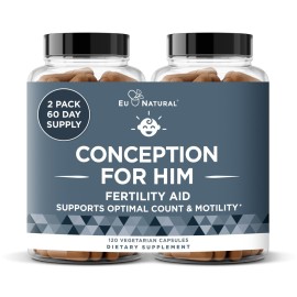 Conception For Him - Fertility Supplements for Men, Male Fertility Support & Prenatal - Optimal Sperm Count, Motility Strength - Ashwagandha, Folate Folic Acid, Magnesium, Zinc - 120 Veg Soft Capsules