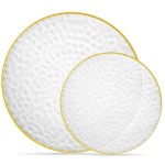 PLASTICPRO 64 Piece Combo Plates Set includes 32-7\'\' inch Plates & 32-10\'\' inch Plate Clear Hammered Plastic Party Premium heavyweight Elegant, Disposable, Tableware, Dishes,
