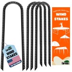 Eurmax USA U-Shaped-Rebar-Stakes-12-Inch, Ground Stakes Heavy Duty Trampoline Stakes Rebar Galvanized for Camping Tent Trampoline Accessories Dog Fence,Pack of 4(Black)