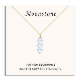 SmileBelle Moonstone Necklace as New Beginnings Gifts for Women, Clear Quartz Crystal Necklace Inspirational Gifts, White Necklace Moonstone Jewelry as June Birthstone for Girl as Christmas Gifts