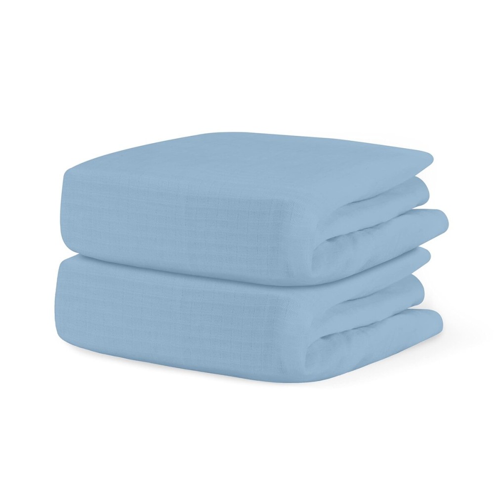 Newton Baby Fitted Crib Sheet (2-Pack) - Ultra Breathable and Soft, Organic Cotton, Fits All Standard Cribs, Sky Blue