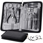 Manicure Set Pedicure Kit Womens Nail Clippers Set 32 in 1 Professional Grooming Care Tools Nail Kit Including Facial, Fingernails and Toenails Care with Travel Case Women (Gray_32 in 1)