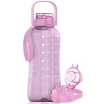 AQUAFIT 64 oz Water Bottle with Time Marker - 2in1 Straw & Chug Lid - BPA Free Big Water Bottle with Straw - Gym Water Bottle with Strap - Water Jug (64 Ounces, Purple Haze)