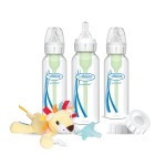 Dr. Brown\'s Natural Flow Anti-Colic Options + Narrow 8oz/250mL Baby Bottle + Lovey Gift Set with Level 1 Slow Flow Nipples
