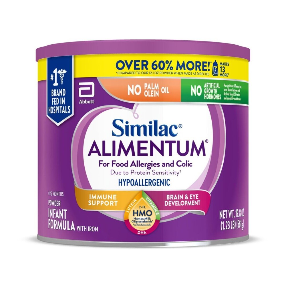 Similac Alimentum With 2\'-FL HMO Hypoallergenic Infant Formula, for Food Allergies and Colic Due to Protein Sensitivity, Baby Formula Powder, 19.8-oz Value Can