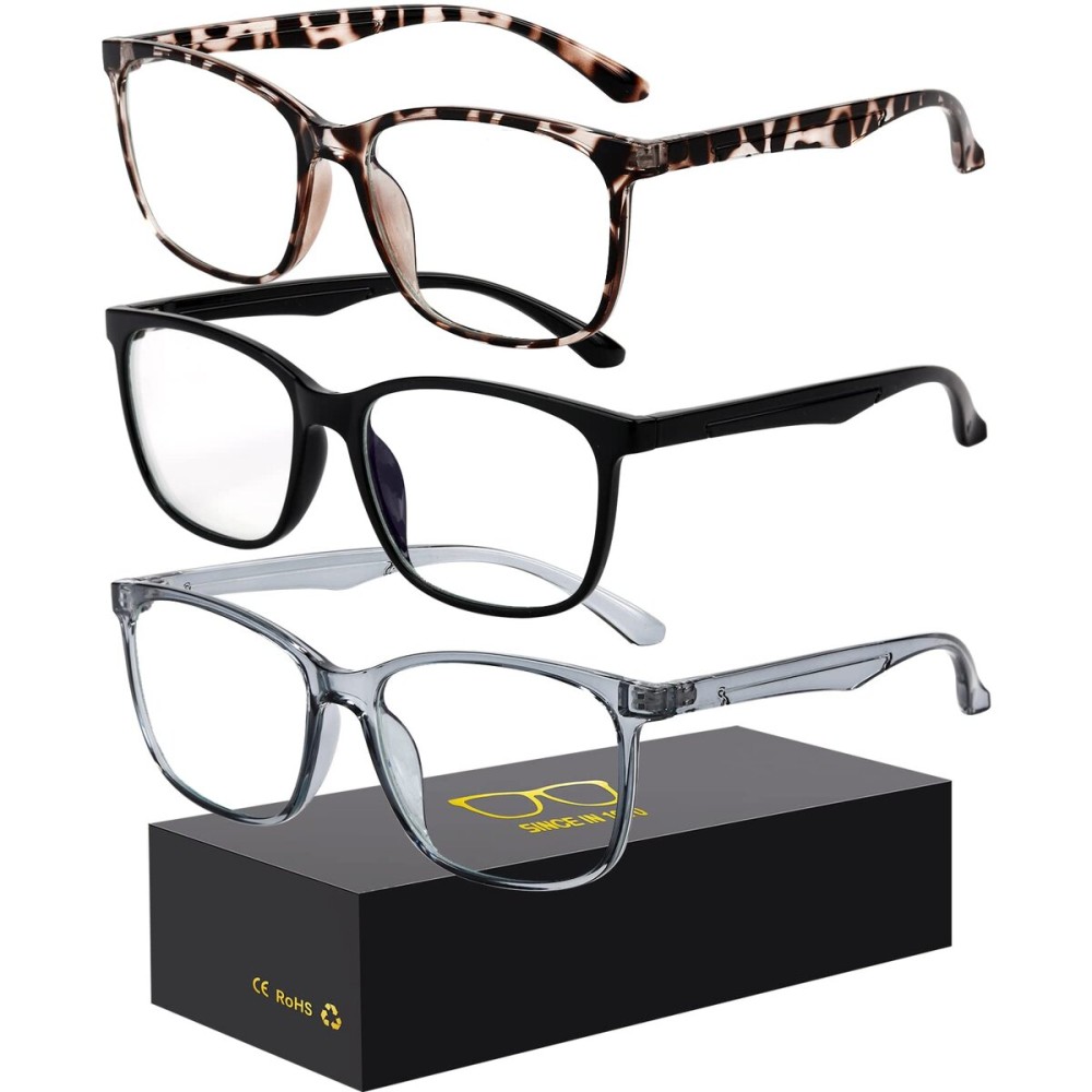 Oilway Blue-Light Blocking Glasses Computer Reading/Gaming/TV/Phones Glasses Fashion Anti Eyestrain UV Glasses for Women MenD9 Black + Gray + Douhua