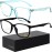 Oilway Blue-Light Blocking Glasses Computer Reading/Gaming/TV/Phones Glasses Fashion Anti Eyestrain UV Glasses for Women MenA6 Black + Blue