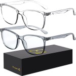 Oilway Blue-Light Blocking Glasses Computer Reading/Gaming/TV/Phones Glasses Fashion Anti Eyestrain UV Glasses for Women MenA4 Gray + Transparent