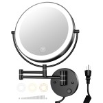 Gospire 9 Wall Mounted Lighted Magnifying Mirror, 1X/10X Magnification Double-Sided LED Bathroom Mirror, 3 Color Lights & Stepless Dimming with Touch Sensor, Extendable Arm 360 Swivel for Shaving