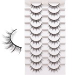 Losha Manga Lashes Fluffy Faux Mink Lashes Natural Look 10 Pairs Asian False Eyelashes Pack Look Like Individual Clusters (NO.393)