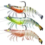 TRUSCEND Pre-Rigged Fishing Jigs, 1:50 Super Durable TPE Bass Fishing Lures, Well-Made Lifelike Soft Shrimp Swimbait, Weedless MarshSwamp Fishing Lure for Trout Crappie Walleye, Keep Separately!