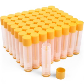 LotFancy Lip Balm Tubes Empty, 60PCS 5.5ml (3/16 Oz), Clear Lip Balm Container Tubes with Yellow Caps, BPA Free & Leak Free, Refillable