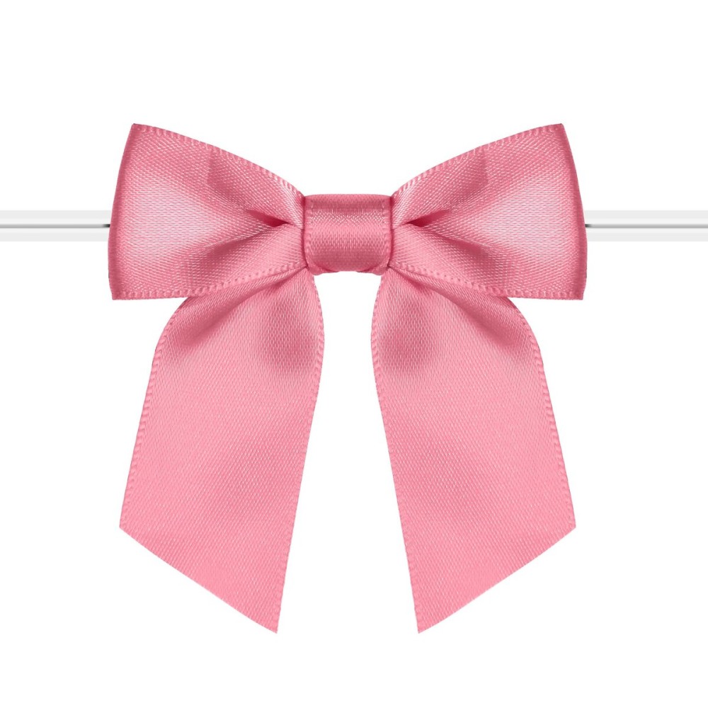 Rainbow Pana 60 Pack Twist Tie Bows for Treat Bags 3 Blush Pink Satin Ribbon Bows for Package Craft Gift Wrapping Decoration