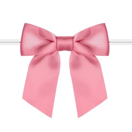 Rainbow Pana 60 Pack Twist Tie Bows for Treat Bags 3 Blush Pink Satin Ribbon Bows for Package Craft Gift Wrapping Decoration