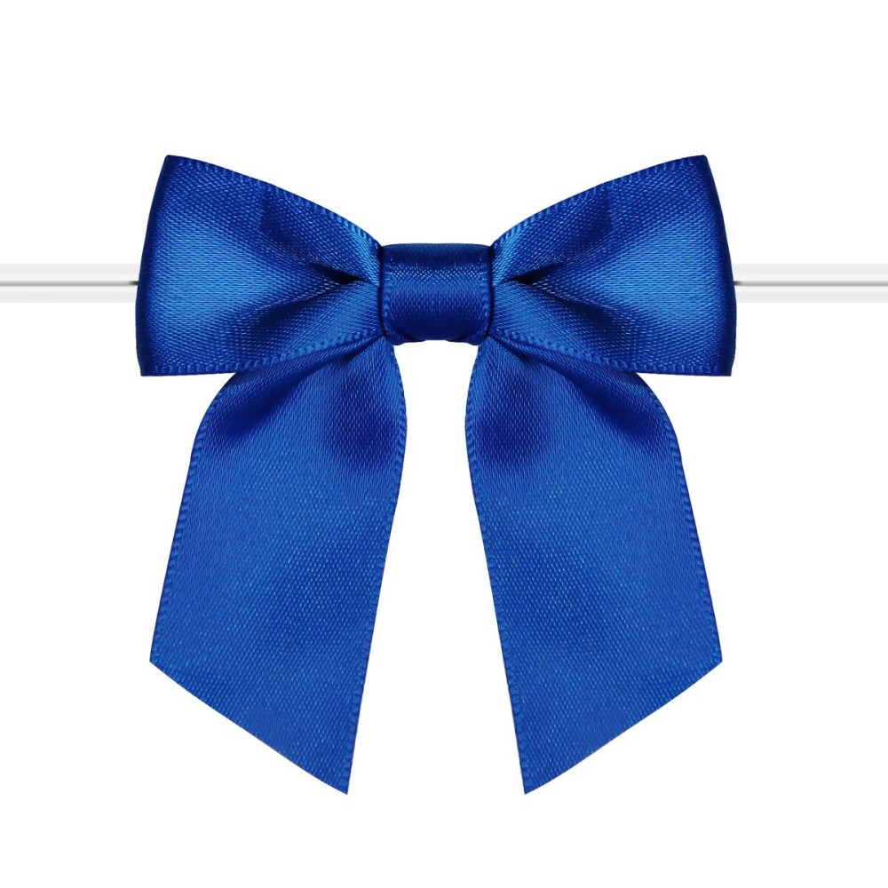 Rainbow Pana 120 Pack Twist Tie Bows for Treat Bags 3 Royal Blue Satin Ribbon Bows for Package Craft Gift Wrapping Decoration