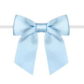Rainbow Pana 60 Pack Twist Tie Bows for Treat Bags 3 Baby Blue Satin Ribbon Bows for Package Craft Gift Wrapping Decoration