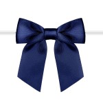Rainbow Pana 60 Pack Twist Tie Bows for Treat Bags 3 Navy Blue Satin Ribbon Bows for Package Craft Gift Wrapping Decoration