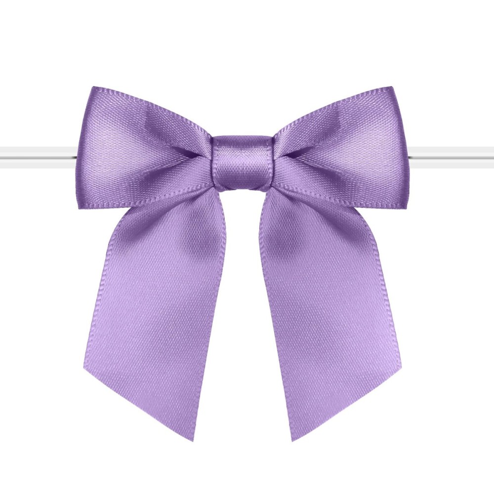Rainbow Pana 120 Pack Twist Tie Bows for Treat Bags 3 Violet Satin Ribbon Bows for Package Craft Gift Wrapping Decoration